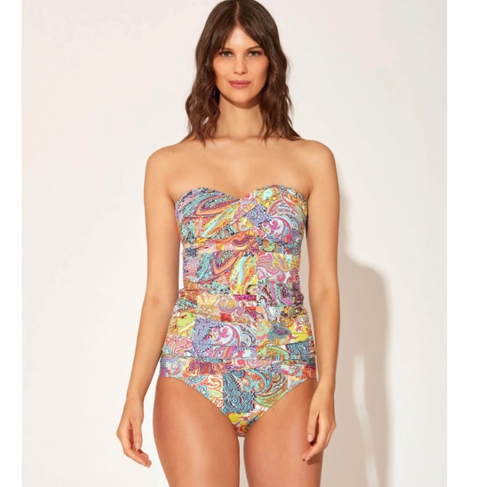 Bleu by Rod Beattie Womens Bohemian Paradise Twist Bandeau Tankini Top